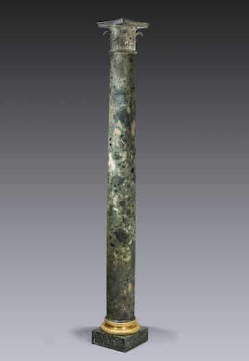 photo of green marble column with gilt bronze