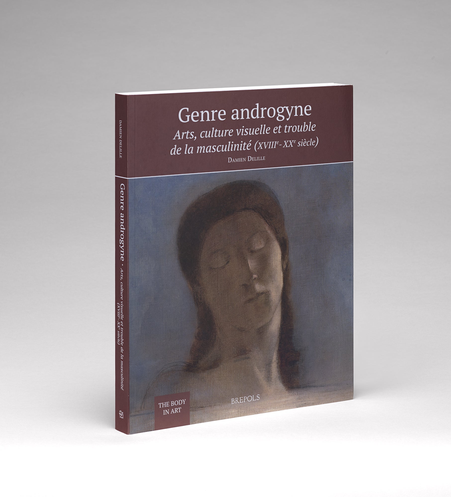Cover of Damien Delille's "Genre androgyne," featuring a painting of a figure with closed eyes