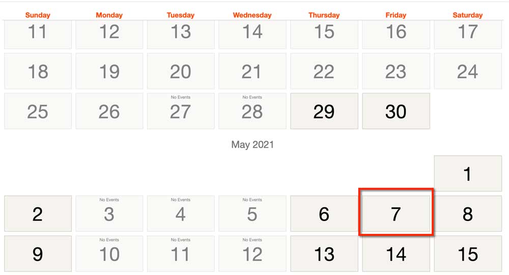 screenshot date selection