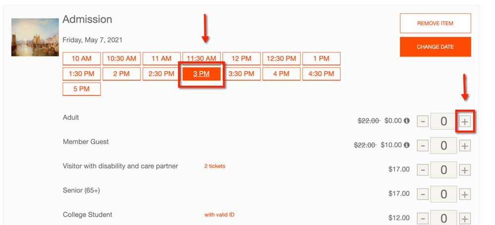 ticket screenshot time selection