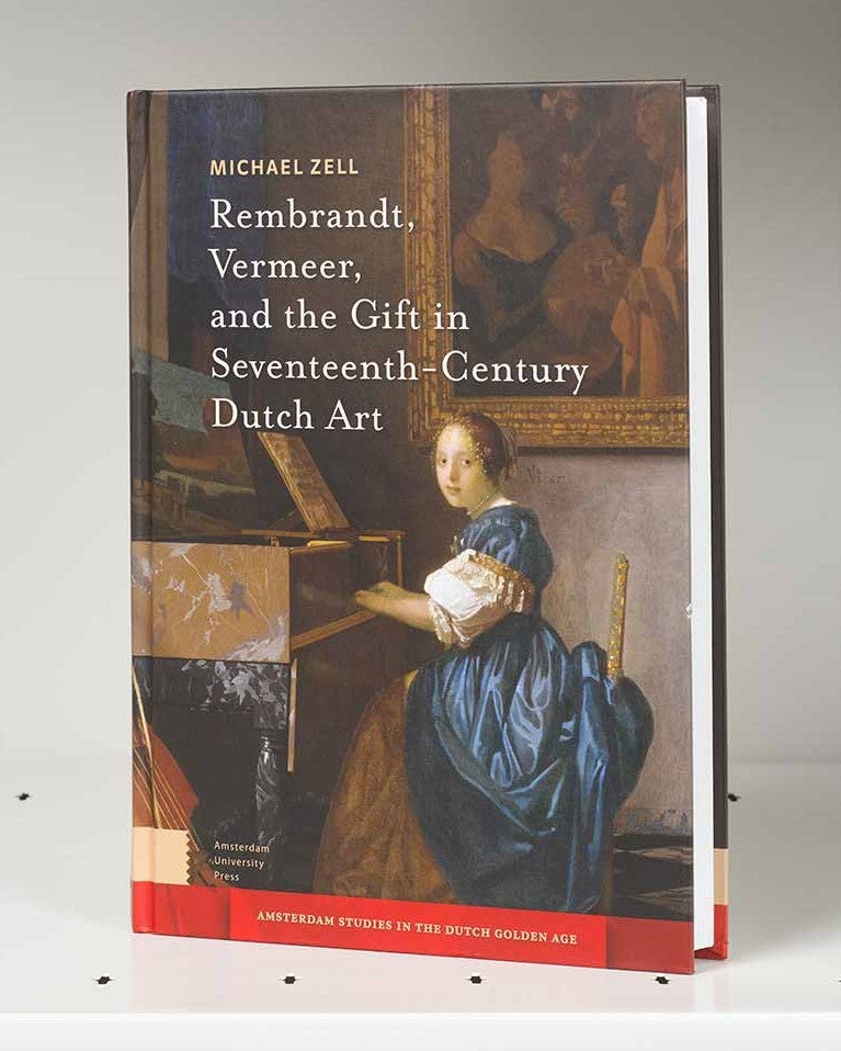 Book cover featuring a painting detail of a woman seated at a piano in front of a large framed wall painting