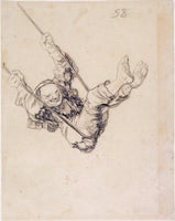 Goya, Man on a Swing, 1824-28, black crayon on paper, The Hispanic Society of America, New York. Photography credit: Roberto Sandoval; courtesy of the Hispanic Society of America, New York