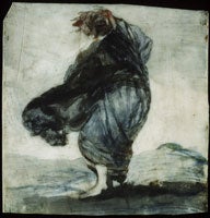 Woman with Clothes Blowing in
