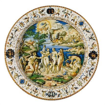 Maiolica dish with The Judgment of Paris after Raphael