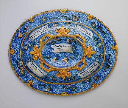 Underside of oval dish