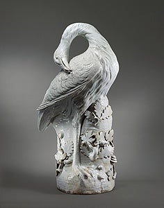 Great Bustard, Meissen porcelain, 1732, modeled by Johann Gottlieb Kirchner, 1935.248; H: 33”  83.8 cm. Photo: Maggie Nimkin