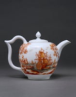 <Teapot, Meissen porcelain, c. 1725–30, decoration attributed to Ignaz Preissler (1676–1741), Bohemia, c. 1725–30, 2001.468, photo: Maggie Nimkin>
