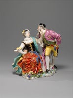Cabinet Figure or Table Decoration: Pantalone and Columbine, Meissen porcelain, c. 1741–45, modeled by Johann Joachim Kändler (1706–1775), 1741, 2006.586. Photo: Maggie Nimkin