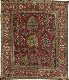 Northern Indian, reign of Shah Jahan (1628-1658), Carpet with Tree Pattern, first half of 17th century, silk and pashmina, 89 5/16 in. x 75 5/8 in. (226.82 cm x 192.02 cm), Henry Clay Frick Bequest, 1916.10.07