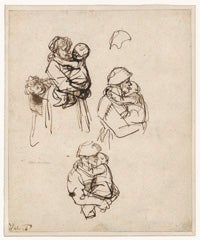 Three Studies of a Woman with a Child in Her Arms