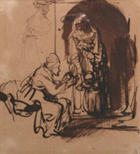 Two Women Teaching a Child to Walk and a Sketch of a Woman Seen from the Back