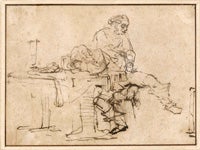 A Woman Stealing from the Pocket of a Sleeping Drunkard