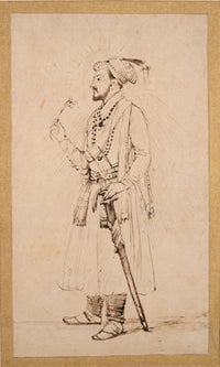 Shah Jahan, Standing with a Flower and a Sword