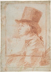 Jusepe de Ribera (c. 1591–1652), Head of a Man with Little Figures on His Head, pen and ink with brush and brown wash over black chalk underdrawing on prepared paper, 6 11/16 x 4 1/16 inches, Philadelphia Museum of Art