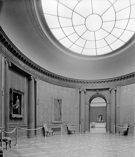 photo of Frick's Oval Room, depicting gallery with oval skylight, circa 1935