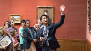 photo of guide in galley instructing group