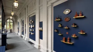 photo of Portico Galley in the Frick Collection with porcelain objects