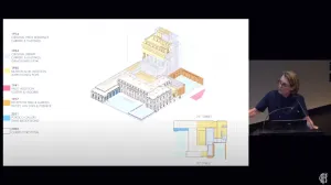 video still of Selldorf giving lecture