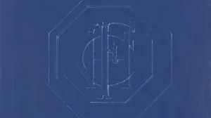 Blueprint of monogram with the letters H-C-F