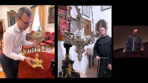 video still of lecture of Salomon with visuals on screen