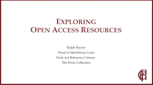 Exploring Open Access Resources