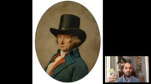 video still of Xavier Salomon painting of man with top hat