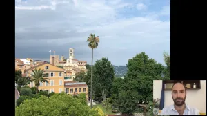 video still of Xavier Salomon and building