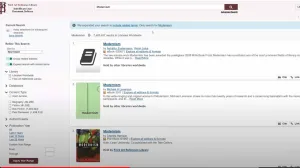 screenshot of library search result