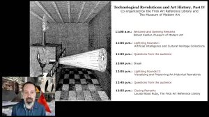 video still of man presenting slide on webinar