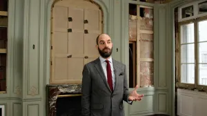 video still of Xavier Salomon in room under construction