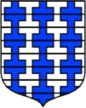 coat of arms with a tessellation of T-shaped patterns but every other row mirrors the one above