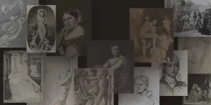 collage of various paintings and sketches of people