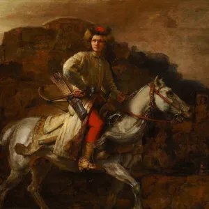 a man riding horse