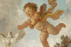 Cherub chasing after a dove