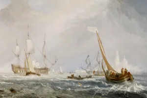 masted ships in choppy waters