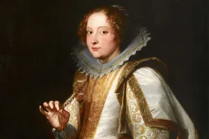 Noble woman in white and gold dress