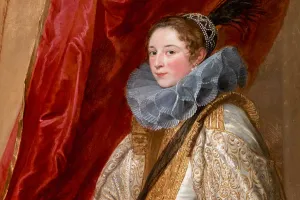 Noble woman in white and gold dress