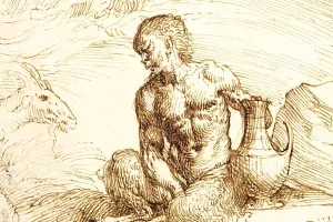 illustration of satyr with goat