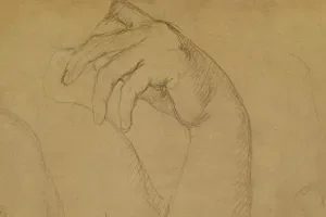 sketch of close up of a hand to the chin