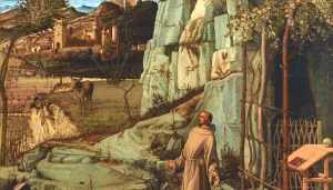 oil painting of St. Francis in the Desert