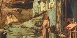 oil painting of St. Francis in the Desert