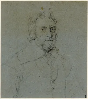 black chalk portrait sketch of man with beard