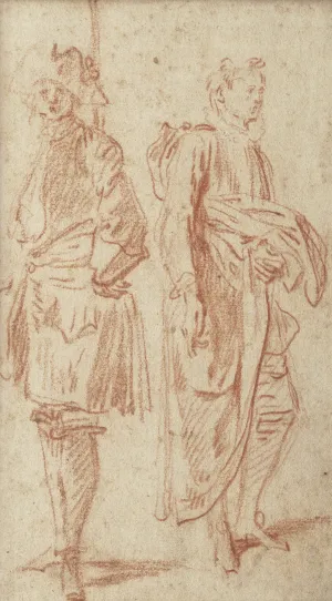 two sketches of standing soldiers