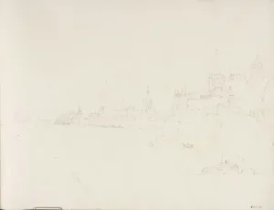 detailed sketch of city on river