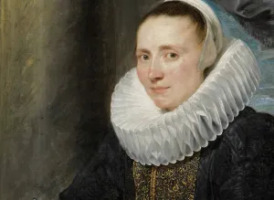 Noble woman in white and gold dress