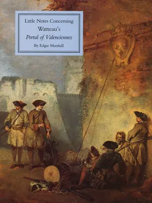 cover of book about Watteau's Portal of Valenciennes, depicting soldiers sitting and standing,