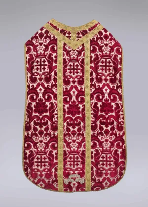 red chasuble generally worn by priest