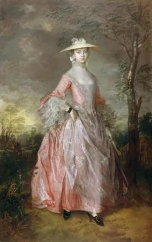 Painting of a woman in a pink dress
