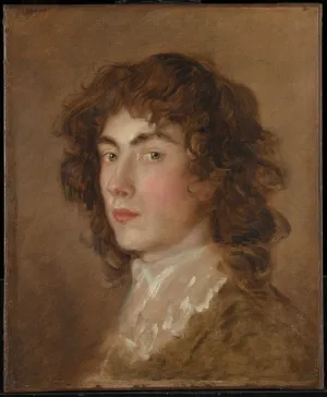 oil painting of young man with longer curly hair