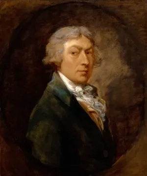 oil painting of man with white hair in semi-profile